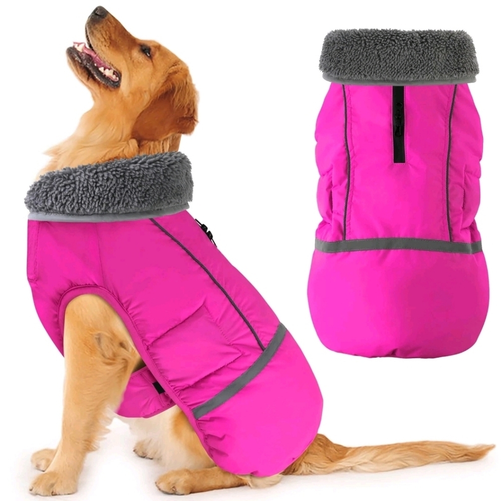 Dogcheer Warm Dog Coat Dog Jacket Waterproof Winter Coat Reflective - Pink - M - Picture 2 of 16